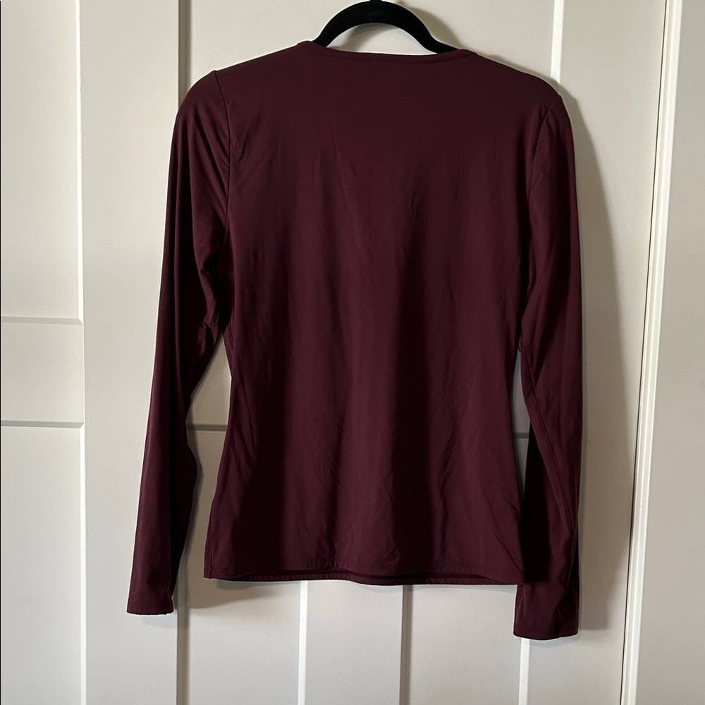 White House Black Market Deep Burgundy Long Sleeve Top - Picture 3 of 3